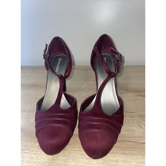 Naturalizer Shoes - Naturalizer Burgundy Suede T-Strap 9M Heels